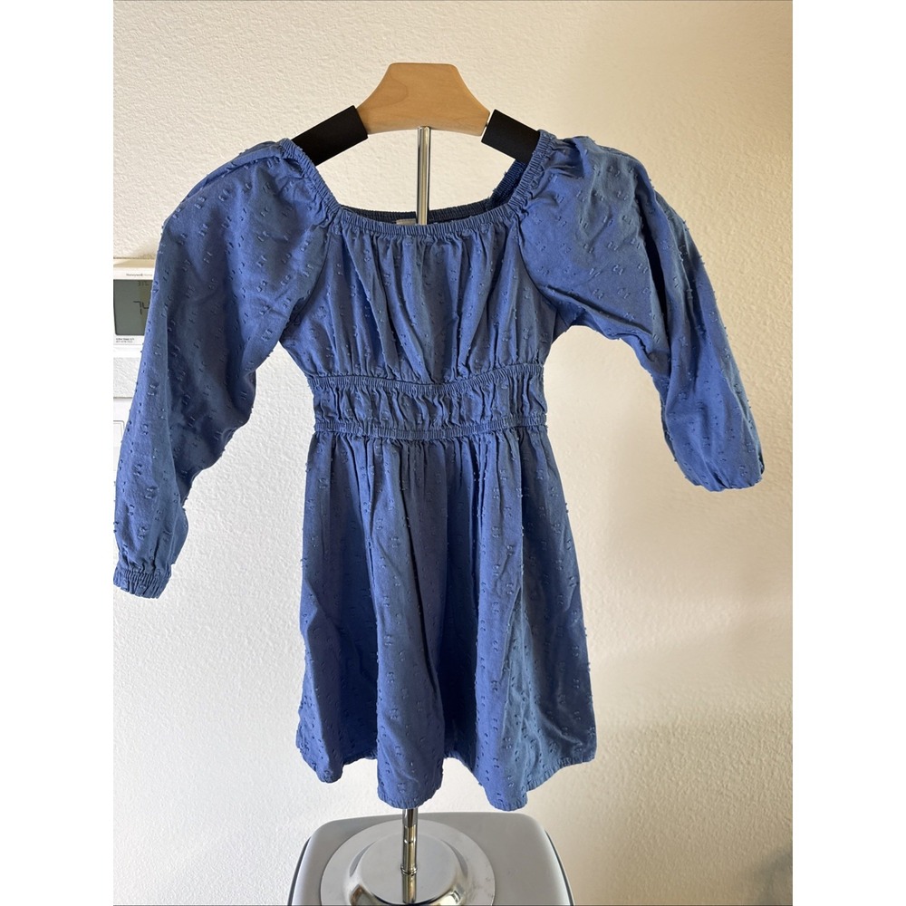 Wonder Nation Toddler Girls Blue‎ Dress Long Sleeve with Dot Detail Size 4T